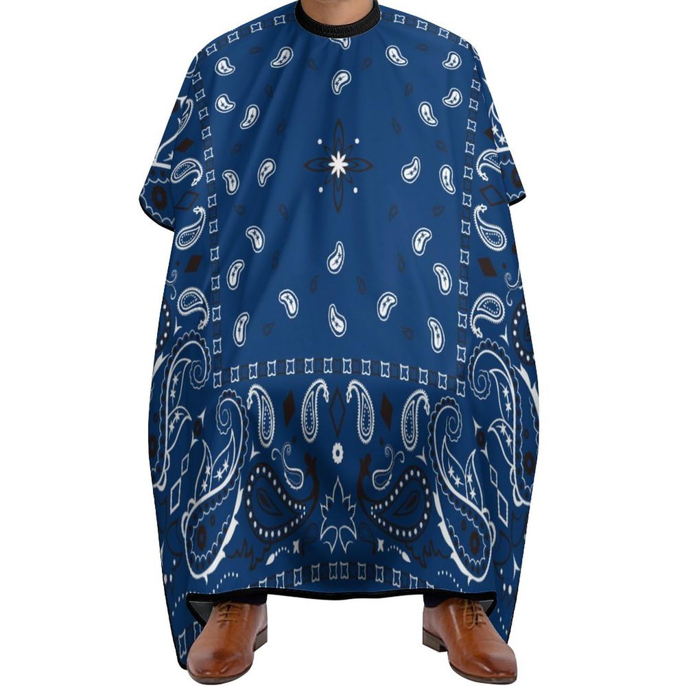 Blue Paisley Hair Cutting Cape Salon Haircut Apron Barbers Hairdressing Cape with Adjustable Snap Closure