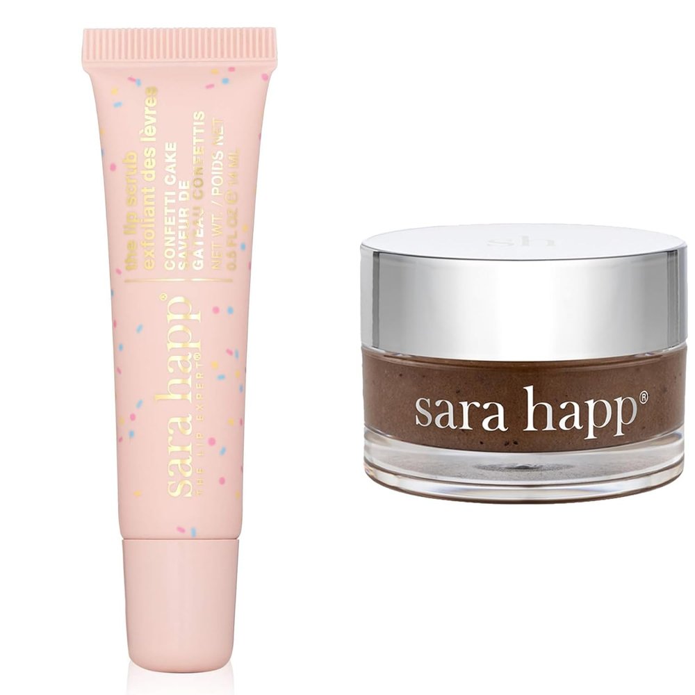 Sara Happ Sweet Glow and Go: Confetti Cake Lip Scrub Exfoliator + Vanilla Bean Lip Scrub DuoExfoliating Lip Treatment, Moisturizer for Dry and Flaky Lips, Vegan, (0.5 Fl Oz each)
