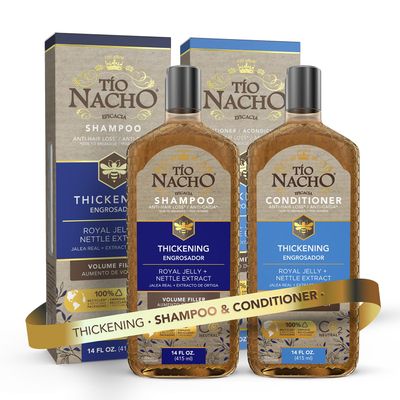 Tio Nacho Thickening Shampoo & Conditioner Set for Thinning Hair Hair Loss Shampoo for Men & Women + Thickening Conditioner with Natural Extracts to Volumize Hair Paraben Free, 14 fl oz Each