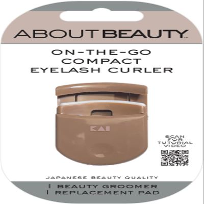 About Beauty On-The-Go Compact Eyelash Curler, Includes 1 Replacement Pad, Portable Lash Curler Perfect for Travel Makeup, Ergonomic Design is Gentle on Lashes