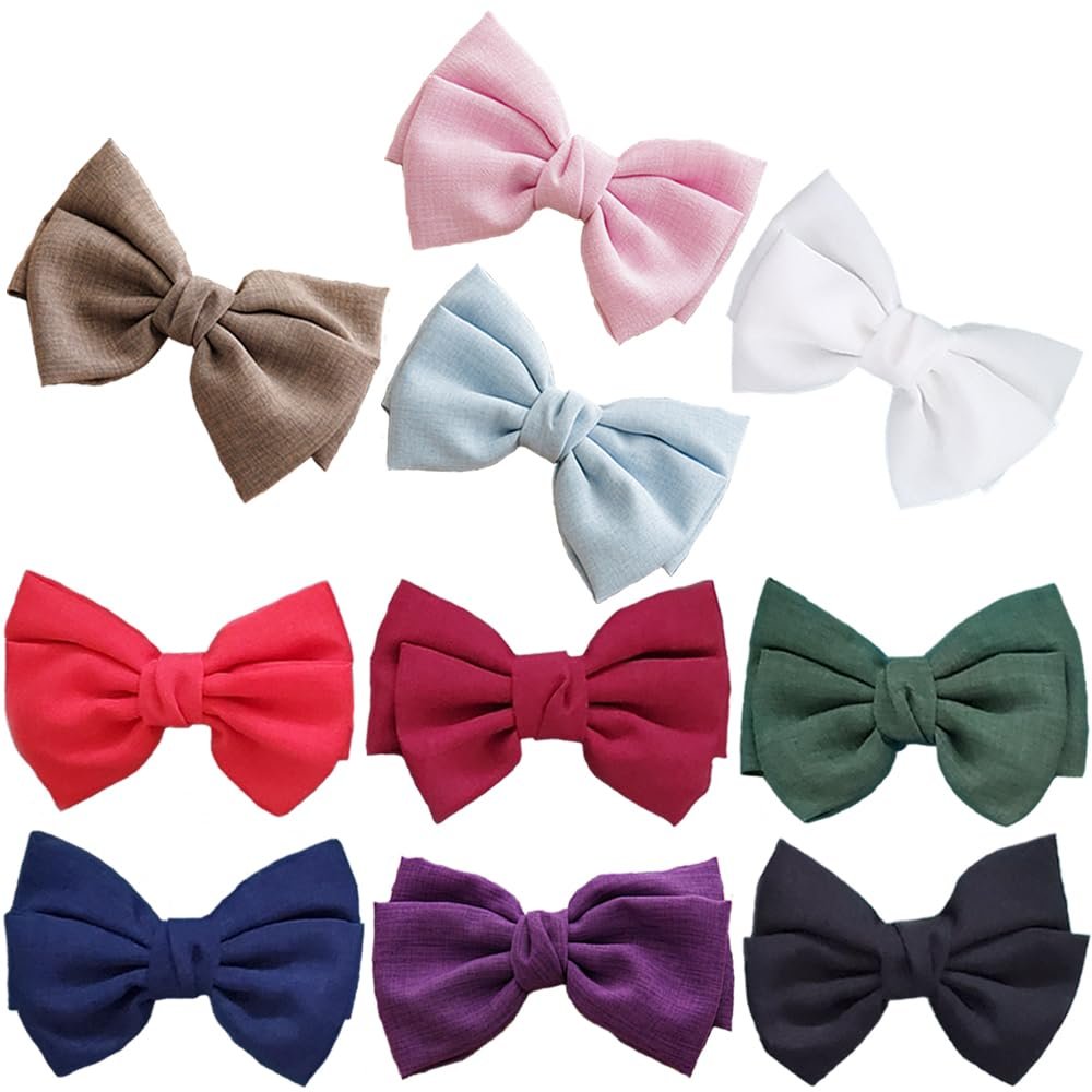 10 Pcs Hair Bow Clips, 5" French Hair Bows Hair Barrettes Hair Accessories for Women Girls and Ladies