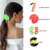 Hearuers 4Pcs Neon Scrunchies for Hair 80s 90s, 90 Accessories for Women, Bright Color Chiffon Large Neon Pink Green Thick Ponytail Hair ties for Rock Party Outfit Costume view 2