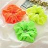 Hearuers 4Pcs Neon Scrunchies for Hair 80s 90s, 90 Accessories for Women, Bright Color Chiffon Large Neon Pink Green Thick Ponytail Hair ties for Rock Party Outfit Costume view 4
