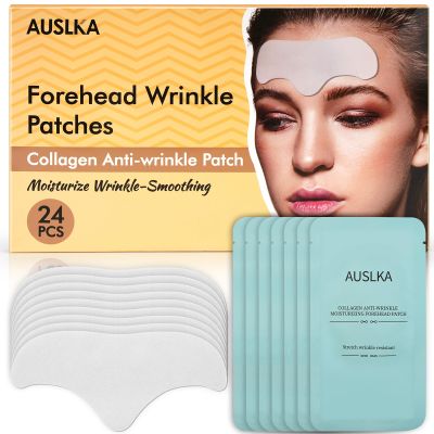 AUSLKA 24PCS Forehead Wrinkle Patches With Aloe, Facial Wrinkles Treatment, Collagen Anti Wrinkle Patches Care To Smooth Fine Lines & Wrinkles