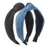 WOVOWOVO Knotted Headbands, Women's Fashion Denim Non-Slip Hair Hoops, Girls' Thick Top Knot Hair Accessories view 1