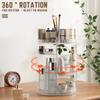 3 Tiers Rotating Makeup Organizer with Compartment 360 Rotating Makeup Stand Reusable Rotating Display Case Large Capacity Cosmetic Display Box Clear for Dresser Bathroom Skincare  view 2