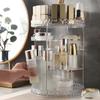 3 Tiers Rotating Makeup Organizer with Compartment 360 Rotating Makeup Stand Reusable Rotating Display Case Large Capacity Cosmetic Display Box Clear for Dresser Bathroom Skincare  view 4
