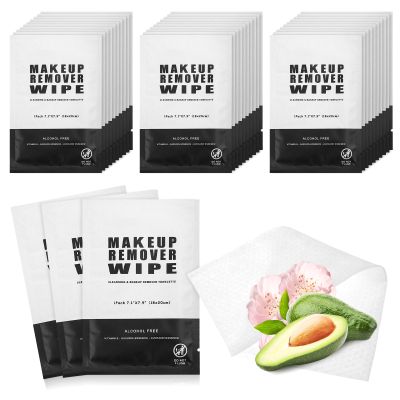 200 Count Makeup Remover Wipes Bulk Individually Wrapped Face Cleansing Wipes,Travel Towelette Makeup Remover Cloth for Face Cleansing Skin Care Remove Makeup(Black)