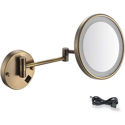 8 Inch Vanity Mirror Magnifying Makeup Mirror Wall Mount LED Lighted Cosmetic Vanity Mirror for Bathroom Shaving Mirror 7X Magnification USB Rechargeable (Color : Archaize)