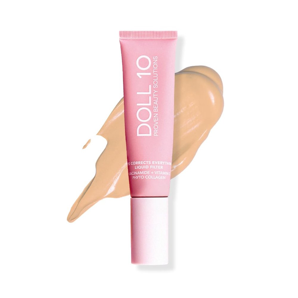 Doll 10 TCE Liquid Filter  CC Cream Foundation - Liquid Foundation - Lightweight Tinted Moisturizer & Skin Tint - Blurs Pores & Fine Lines - Vegan - Clean Makeup - [Light] - 30 Day Supply
