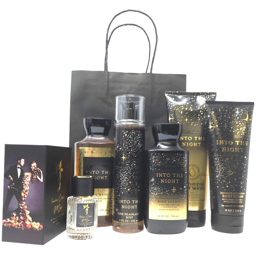 Bath and Body Into The Night DELUXE Gift Set with Fawn Over Me Perfume and Gift Bag (Into The Night DELUXE)