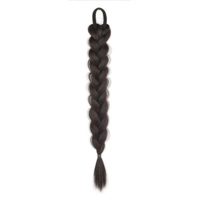 16 Inch Long Braided Ponytail Extension with Hair Tie, Natural Soft Synthetic Hair Piece for Women Daily Wear(Brown&Black)