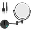 8 Inch Bathroom Mirror Wall Mounted Black USB Rechargeable Makeup Mirror Two Sided 1X/ Magnifying Adjustable LED Light Touch Screen Shaving Mirror 360 Swivel Vanity Mirror view 1