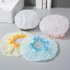 Shower cap women's waterproof bath hood women's fashion bathroom double layer thickened hair dryer hat bath hat view 3