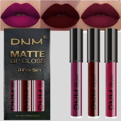 AMY'S DIARY Dark Red Purple Matte Plum Liquid Lipstick 3Pcs Sets,24-hour Lipstick Dark Deep Maroon Purple Brown Plum Red Lip Stain 24 Smudge Waterproof for Women