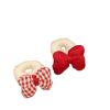 Cute cartoon autumn and winter furry three-dimensional bow ear hair rope plush hair ring New Year red children's headdress for women (Color : 2#Red, Size : 2PCS) view 2
