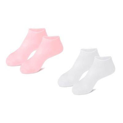 BDROX 3 Pair Silicone Moisturizing Socks for Dry Cracked Feet Women, Foot Spa Pedicure Silicone Socks for Repairing (One Size,2 Pair D)