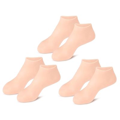 3 pair Silicone Moisturizing Socks for Dry Cracked Feet Women, Foot Spa Pedicure Silicone Socks for Repairing (One size,3 Pair C)