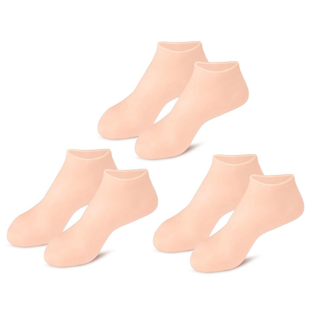 3 pair Silicone Moisturizing Socks for Dry Cracked Feet Women, Foot Spa Pedicure Silicone Socks for Repairing (One size,3 Pair C)