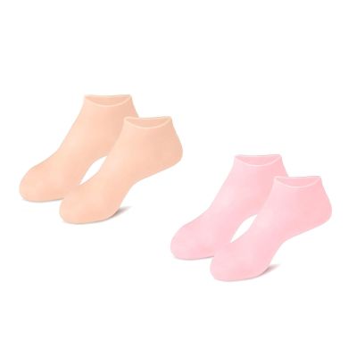 3 pair Silicone Moisturizing Socks for Dry Cracked Feet Women, Foot Spa Pedicure Silicone Socks for Repairing (One size,2 Pair E)