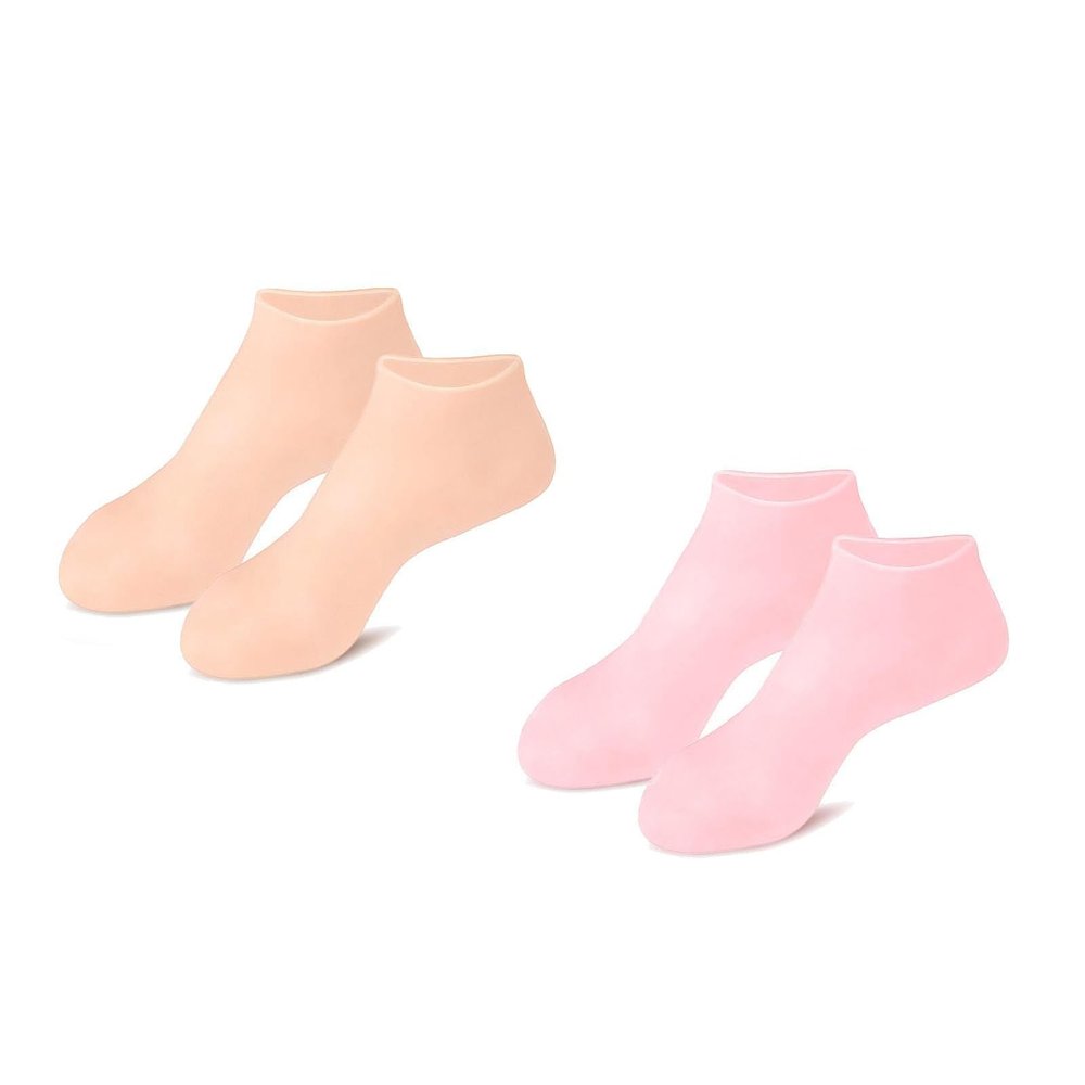3 pair Silicone Moisturizing Socks for Dry Cracked Feet Women, Foot Spa Pedicure Silicone Socks for Repairing (One size,2 Pair E)