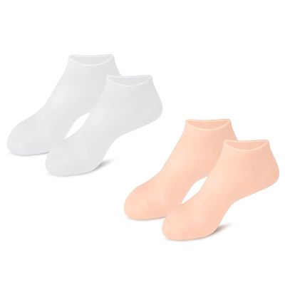 3 pair Silicone Moisturizing Socks for Dry Cracked Feet Women, Foot Spa Pedicure Silicone Socks for Repairing (One size,2 Pair F)