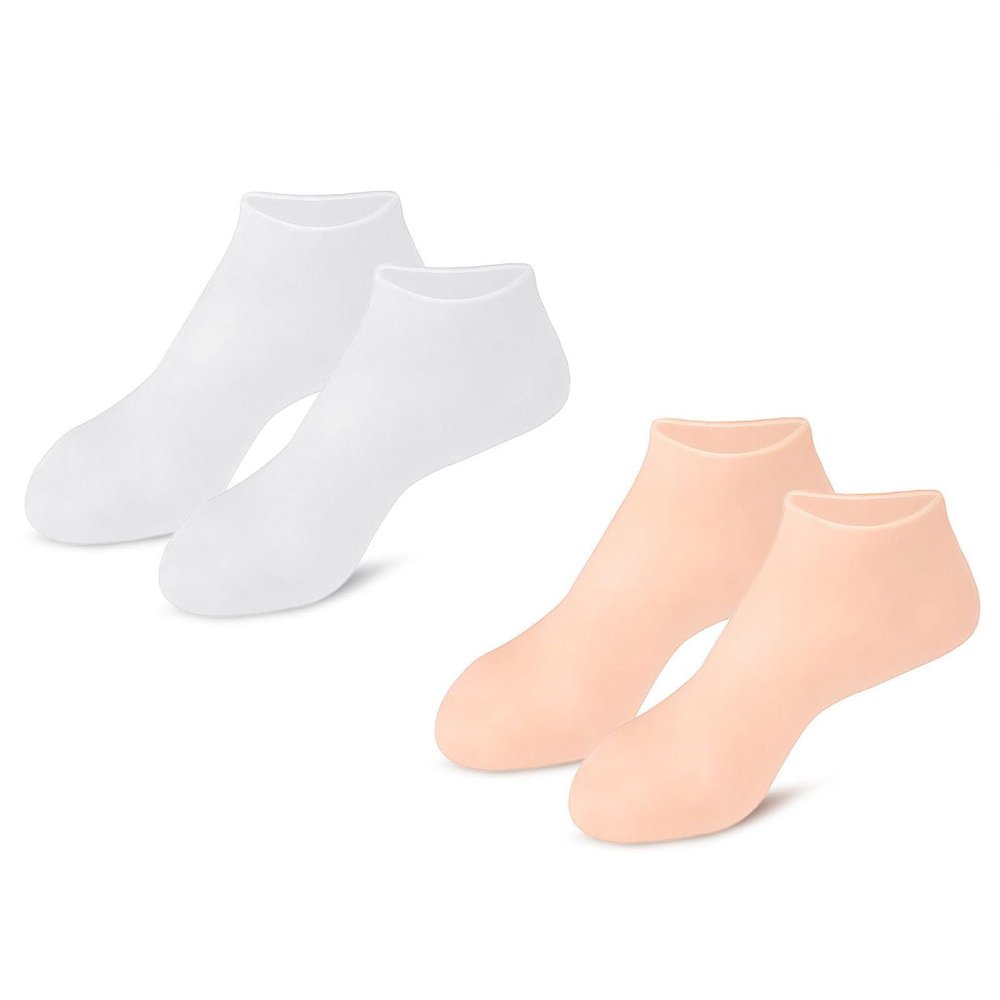 3 pair Silicone Moisturizing Socks for Dry Cracked Feet Women, Foot Spa Pedicure Silicone Socks for Repairing (One size,2 Pair F)