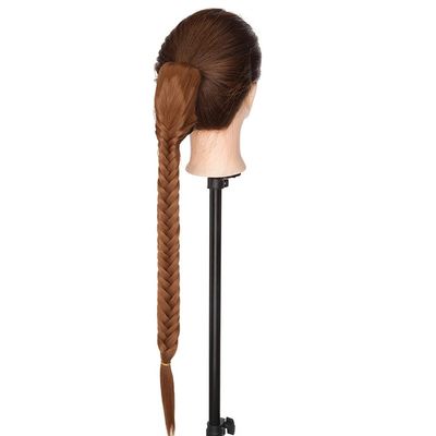 21''Synthetic Hair Braided Plaited Fishtail Fishbone Drawstring Ponytailtail Clip In Hair Extension Black Brown Color Chignon light auburn 21inches