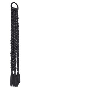 20 Inch Long Straight Synthetic Hair Extension Braided Fishtail Fishbone Drawstring Ponytailtail Hair Ombre Blonde For White Women Color 1B 35g