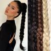 34Inches Synthetic Long Braided Ponytailtail Hair Extensions For Women Black Brown Ponytailtail With Hair Rope 12 view 2