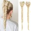 20 Inch Long Straight Synthetic Hair Extension Braided Fishtail Fishbone Drawstring Ponytailtail Hair Ombre Blonde For White Women 4 75g view 2