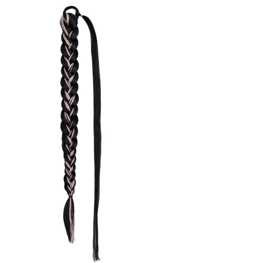 22Inch Synthetic Drawstring Fishtail Braided Ponytailtails Extension Long Natural Hair Extensions Women's False Braid 1B22 20Inch 60g