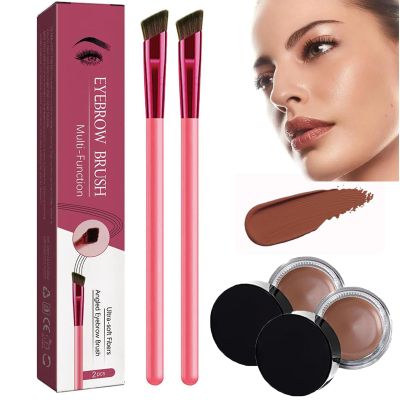 Eyebrow Pen 4d, Home Eyebrow Care Kit 4d Laminated, 4d Hair Stroke Brow Stamp Brush, 4d Ultra Thin Brow Groomer (Light Brown-2Pcs)