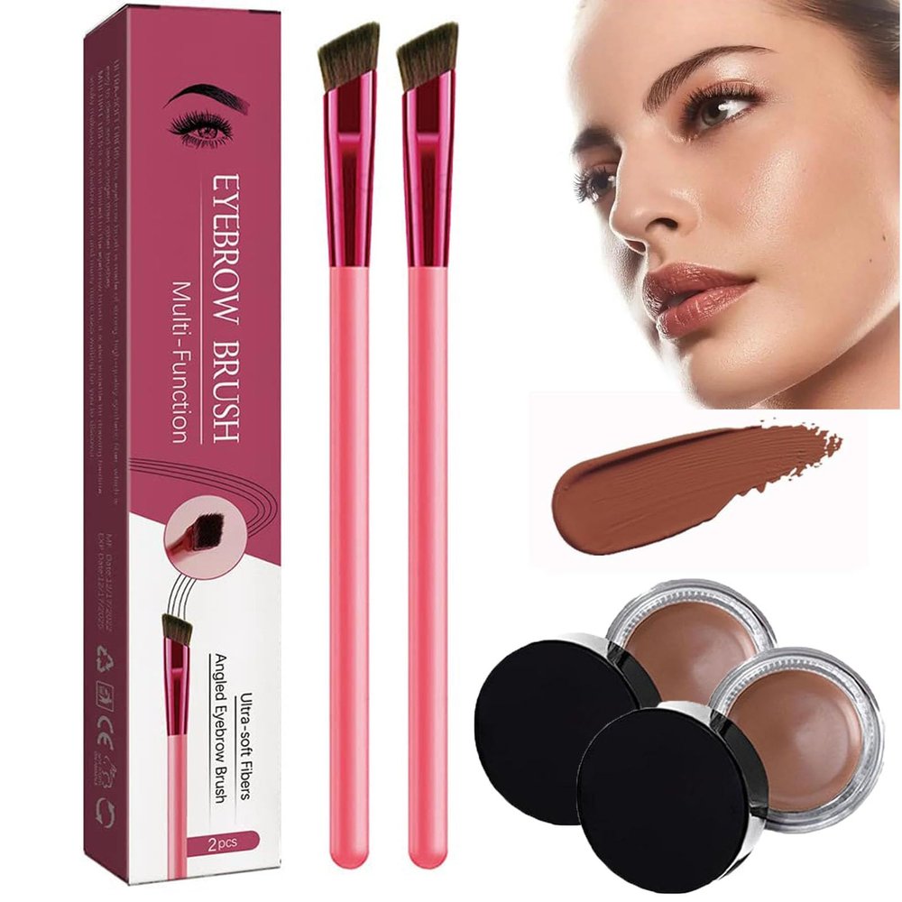 Eyebrow Pen 4d, Home Eyebrow Care Kit 4d Laminated, 4d Hair Stroke Brow Stamp Brush, 4d Ultra Thin Brow Groomer (Light Brown-2Pcs)