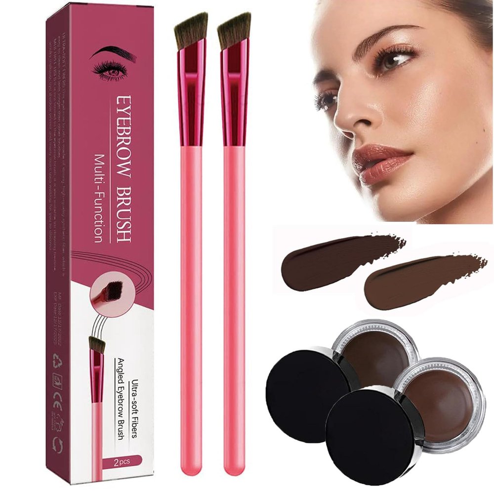 Eyebrow Pen 4d, Home Eyebrow Care Kit 4d Laminated, 4d Hair Stroke Brow Stamp Brush, 4d Ultra Thin Brow Groomer (Dark Brown+Taupe)