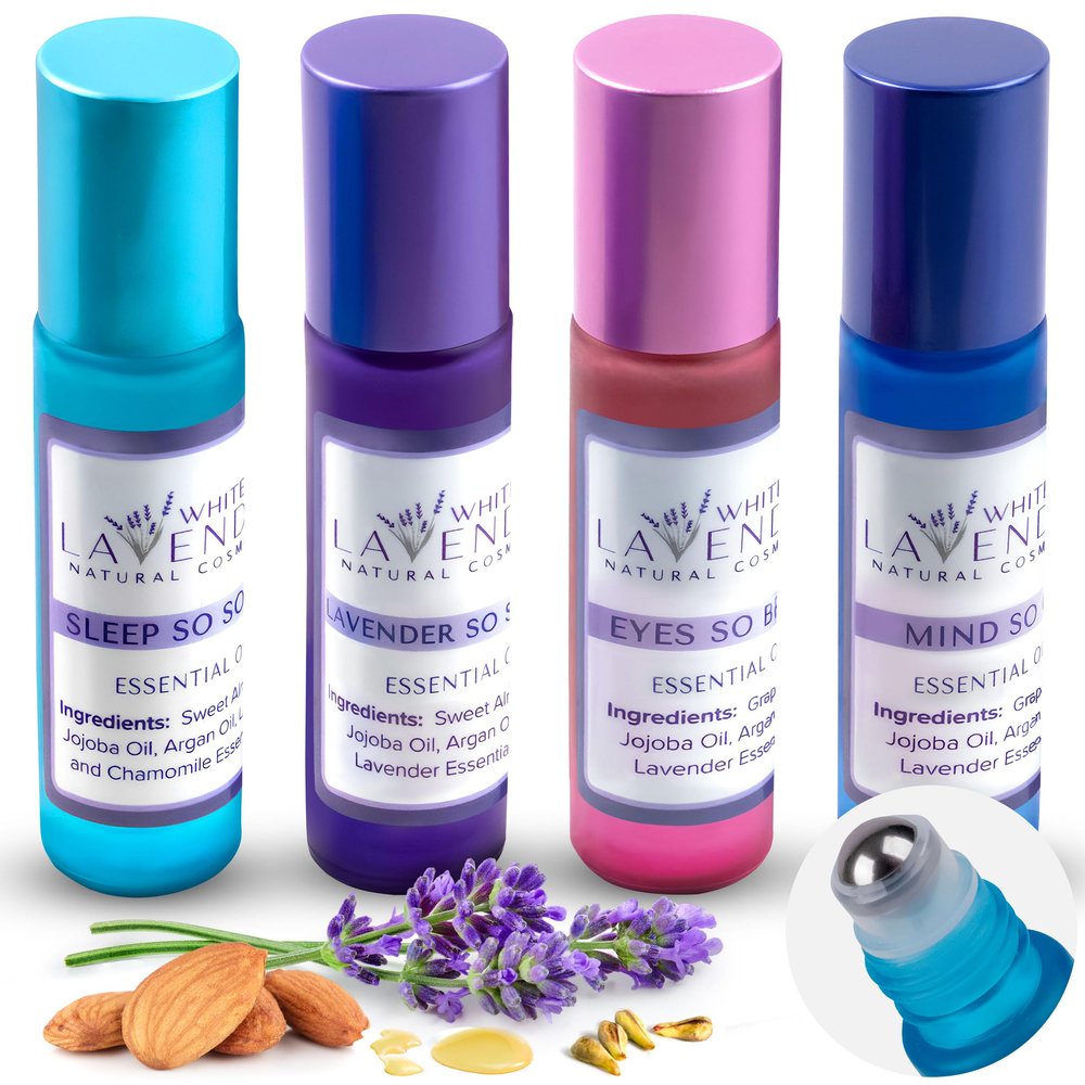 4 Pcs Roll On Essential Oils Set - Essential Oil Roll On Set for Relaxation & Sleep Aid, Essential Oil Roller Set Travel Size 0.35 fl oz