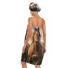 KEEPREAL Women's Spa Towel Wrap Set of 3, Horses Bathrobe Shower Bath Body Wrap with Adjustable Closure view 2