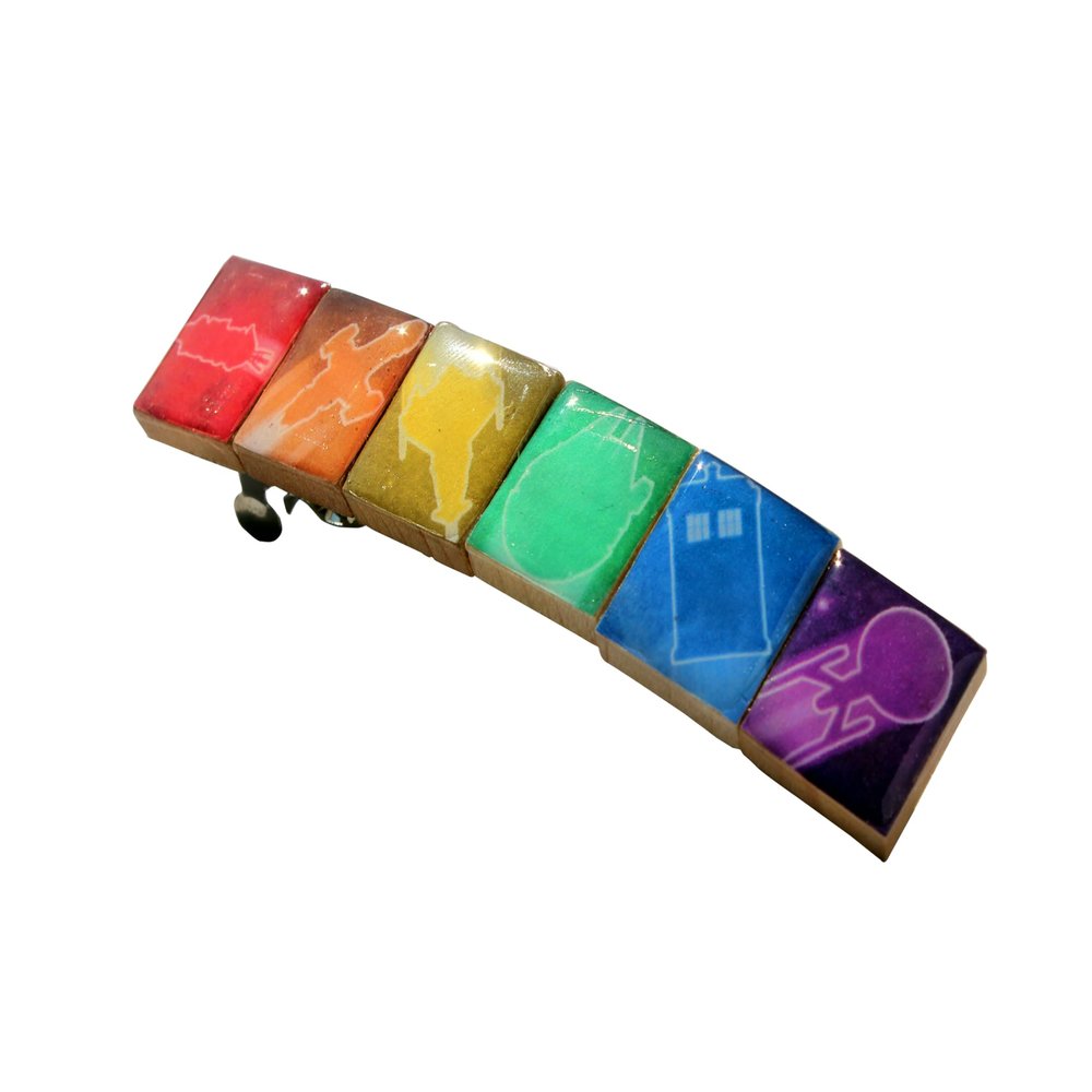 Sci-Fi Pride Wooden Tile Hair Barrette