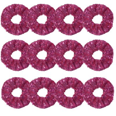 12 Pcs Bling Mermaid Sequins Dance Scrunchies Cheer Scales Hair Scrunchies For Thick Hair School Performance Scrunchy Sports Ponytail Holder Wrist for Girls Cosplay Show (Pink)