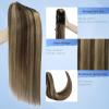 FUOTONBUTY Claw Clip Ponytail Extension 100% Real Remy Human Hairpiece Pony Tails Hair Extensions Long Straight Ponytail for Women (20 inch, Balayage Dark Brown to Chestnut Brown) view 2