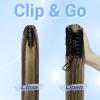 FUOTONBUTY Claw Clip Ponytail Extension 100% Real Remy Human Hairpiece Pony Tails Hair Extensions Long Straight Ponytail for Women (20 inch, Balayage Dark Brown to Chestnut Brown) view 4
