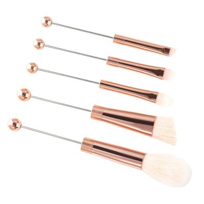 shamjina 5 Pieces Beaded Eyeshadow Brush Cosmetic Brushes DIY Synthetic Foundation Foundation Comfortable Premium Makeup Brush Kit for Adults Sister - Pink White