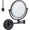 8" Wall Mounted Makeup Mirror with Lights Led 5X Wall Makeup Vanity Mirror Double Sided,Touch Button and Adjustable Light,Shaving Makeup in Bedroom or Bathroom USB Recharge,Makeup and S view 1