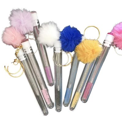 7pcs Keychain Eyelash Brush Tube Eyelash Extension Brushes Spoolies Mascara Wand Brush Tube Lash Wash Brush For Eyelash Extensions