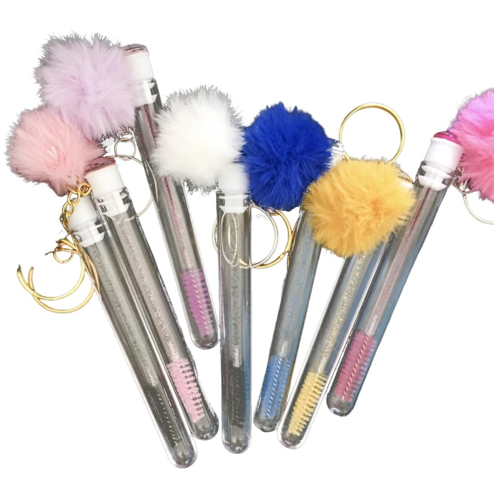 7pcs Keychain Eyelash Brush Tube Eyelash Extension Brushes Spoolies Mascara Wand Brush Tube Lash Wash Brush For Eyelash Extensions