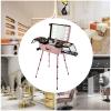 LEYSRIS Rolling Makeup Case Cosmetic Case with 8 LED Light, 3-Tier 110.23 lbs Adjustable Height Pink Trolley Makeup Train Case 12v Professional Makeup Case for Nail Tech Hairstylist Barber view 2