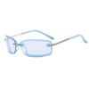 sundry goods Vintage Metal Narrow Frame Rectangular Sunglasses for Men and Women Frameless Y2K Sun Protection Sunglasses (C5 Silver Frame Blue Flakes) view 1