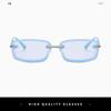 sundry goods Vintage Metal Narrow Frame Rectangular Sunglasses for Men and Women Frameless Y2K Sun Protection Sunglasses (C5 Silver Frame Blue Flakes) view 3