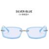 sundry goods Vintage Metal Narrow Frame Rectangular Sunglasses for Men and Women Frameless Y2K Sun Protection Sunglasses (C5 Silver Frame Blue Flakes) view 4