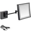 8 Inch Bathroom Mirror Wall Mounted,USB rgeable Makeup Mirror 3X Magnification Shaving Mirror 180Swivel Vanity Mirror LED Lighted Wall Mounted Mirrors Square Cosmetic Mirror(Matte Black) view 1